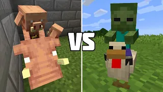 Baby Hoglin Piglin vs Chicken Zombie Jockey in Minecraft 1.16 Baby Hoglin Piglin vs Chicken Zombie Jockey in Minecraft 1.16