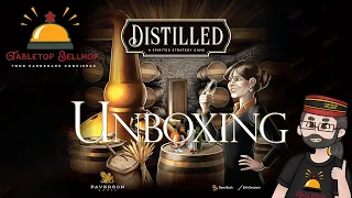 Unboxing Distilled, a board game about distilling, aging, bottling, and selling spirits.