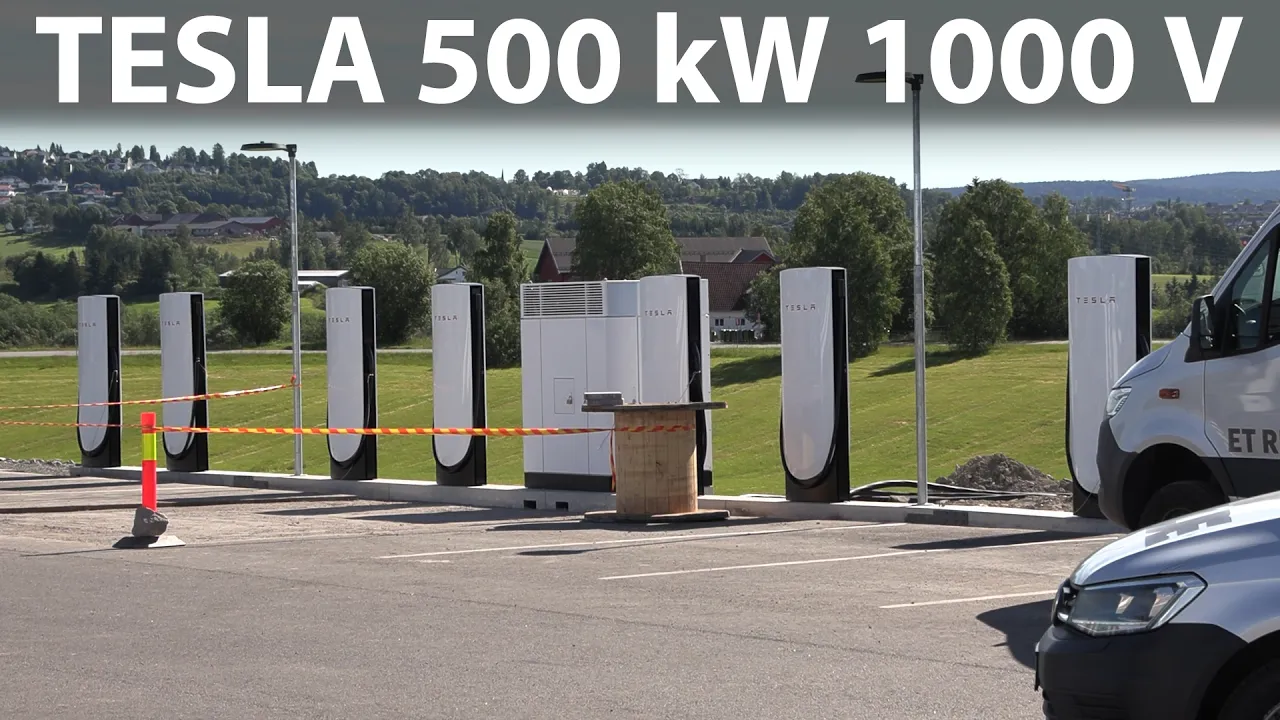 Europe's first Tesla v4 500 kW/1000 V supercharger is being installed in Norway