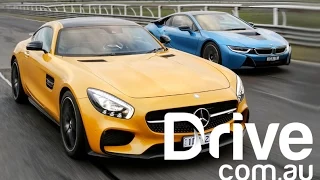 BMW i8 v Mercedes-AMG GT | Drive.com.au