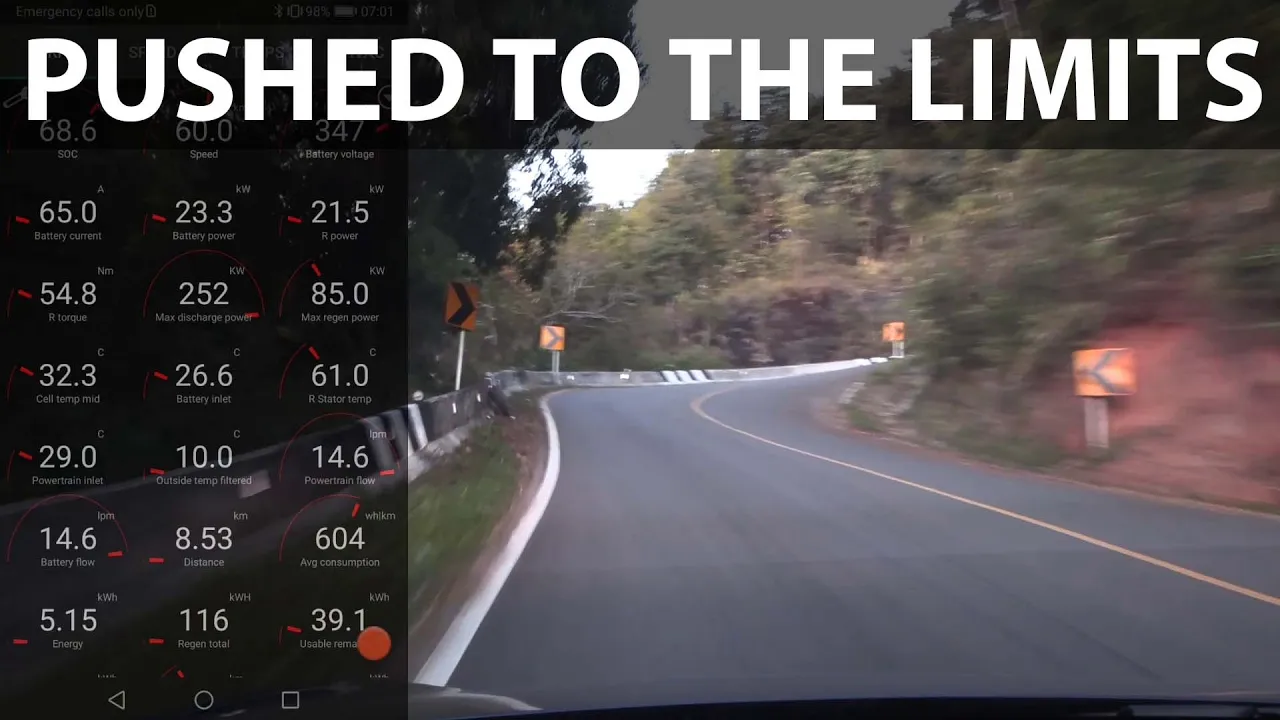 Tesla Model Y RWD steep mountain climb performance stress test