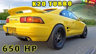 650HP K20 Turbo Toyota MR2 sounds EVIL and goes like HELL!