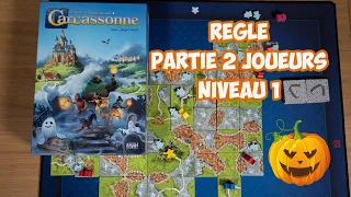 Carcassonne Ombres et Brouillard - Regle et partie 2 joueurs - Niveau 1