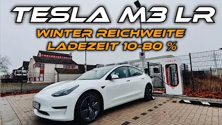 TESLA M3 MIC Long Range Winter Reichweite und Ladezeit 10-80 %