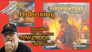 Unboxing Firefighters on Duty Kickstarter Edition | Artipia Games | inc. Expansions and KS Promos