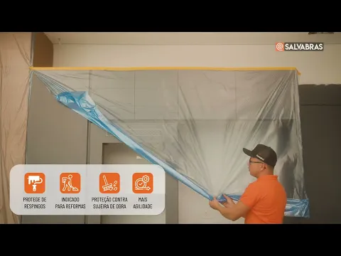 Protetor de Piso com Aplicador para Pintura e Construção 2,7x17m Azul Salvabras