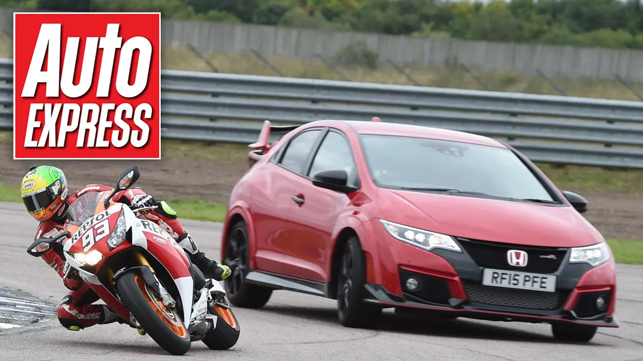 Honda Civic Type R vs CBR1000RR Fireblade SP - car vs bike track battle