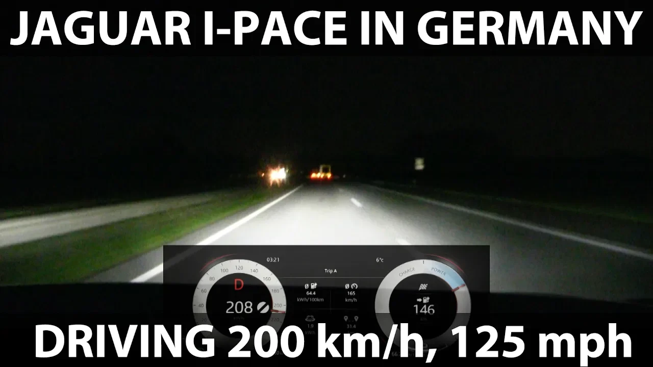 Driving I-Pace 200 km/h, 125 mph in Germany