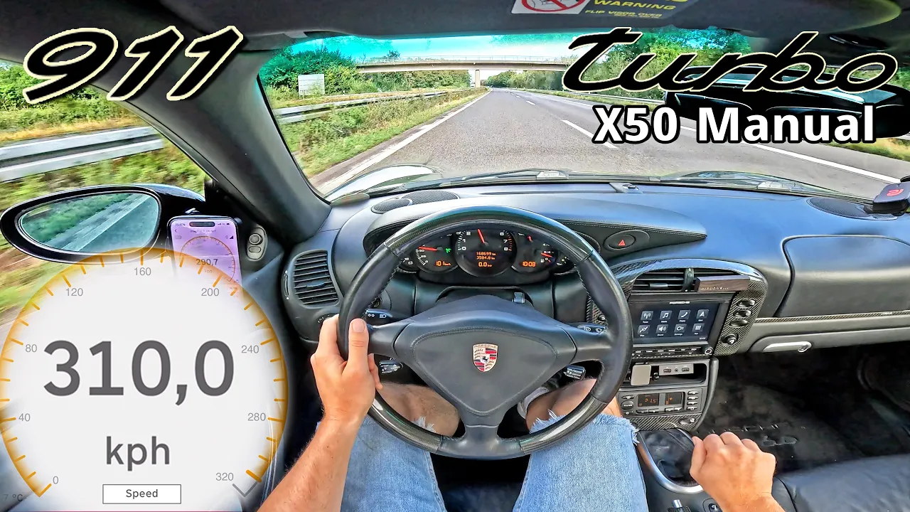PORSCHE 996 TURBO X50 *MANUAL* TOP SPEED on AUTOBAHN