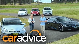 Electric cars comparison : BMW i8 v Holden Volt v Mitsubishi PHEV v Nissan Leaf v Toyota Prius