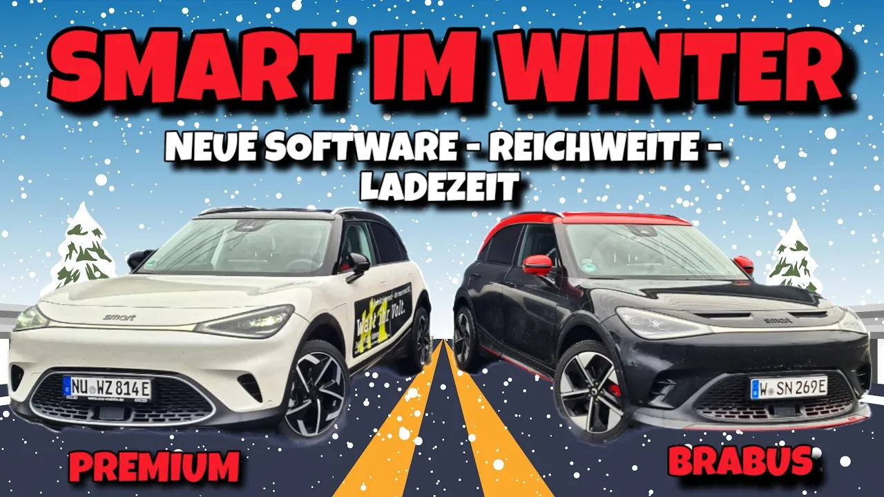 E Auto Wintertest. Smart #1 Brabus & Premium mit Erfahrungsbericht! Software - Reichweite - Ladezeit