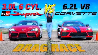 Chevy Corvette Stingray vs. Toyota GR Supra Drag Race: We Did NOT Expect It to Be This Close!