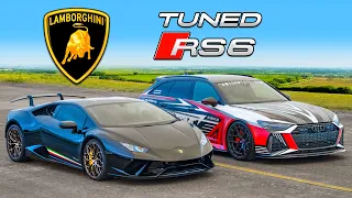Tuned Audi RS6 v Lambo Huracan Performante: DRAG RACE