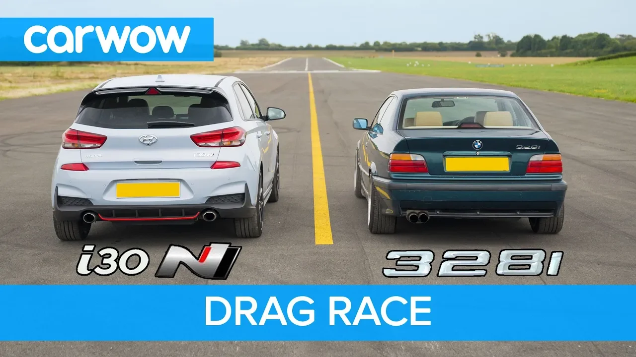 Hyundai i30N vs E36 BMW 328i - DRAG & ROLLING RACE & BRAKE TEST - can £2.8k beat £28k?