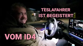 Tesla Model3 Fahrer ist erstaunt über den VW ID4 Elektroauto.