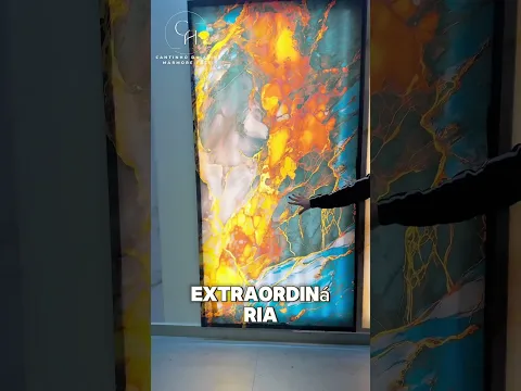 Revestimento Marmorizado Brilhante Ônix Gold Retroiluminado 122x244cm Mármore Fácil by Cantinho da Aline