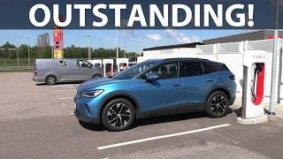 VW ID4 Pro 4Motion 1000 km challenge with broken battery cooling