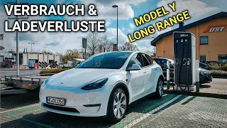 Tesla Model Y! Was (Ver) braucht er für 100 km? Ladeverluste und Verbrauch getestet #tesla