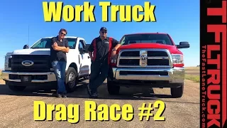 Ford F250 vs Ram 2500: Gas V8 Work Truck Drag Race #2