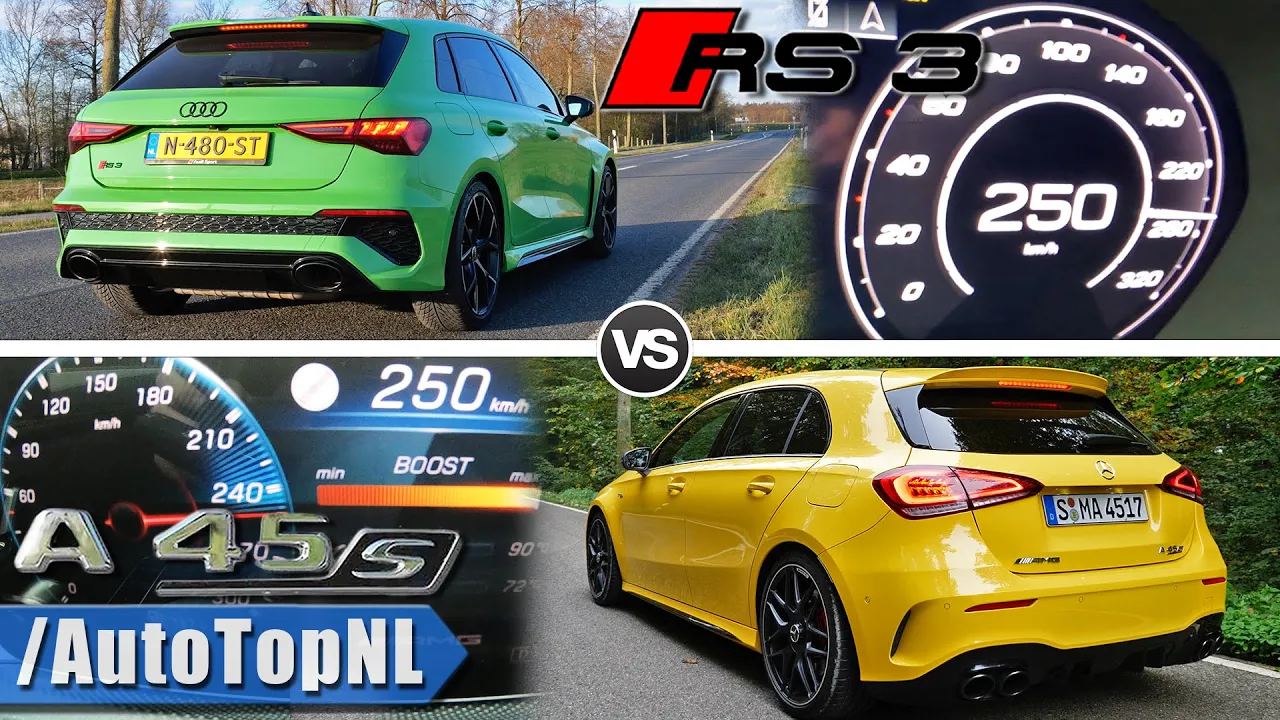 AMG A45 S vs AUDI RS3 | 0-250 ACCELERATION AUTOBAHN POV & SOUND by AutoTopNL
