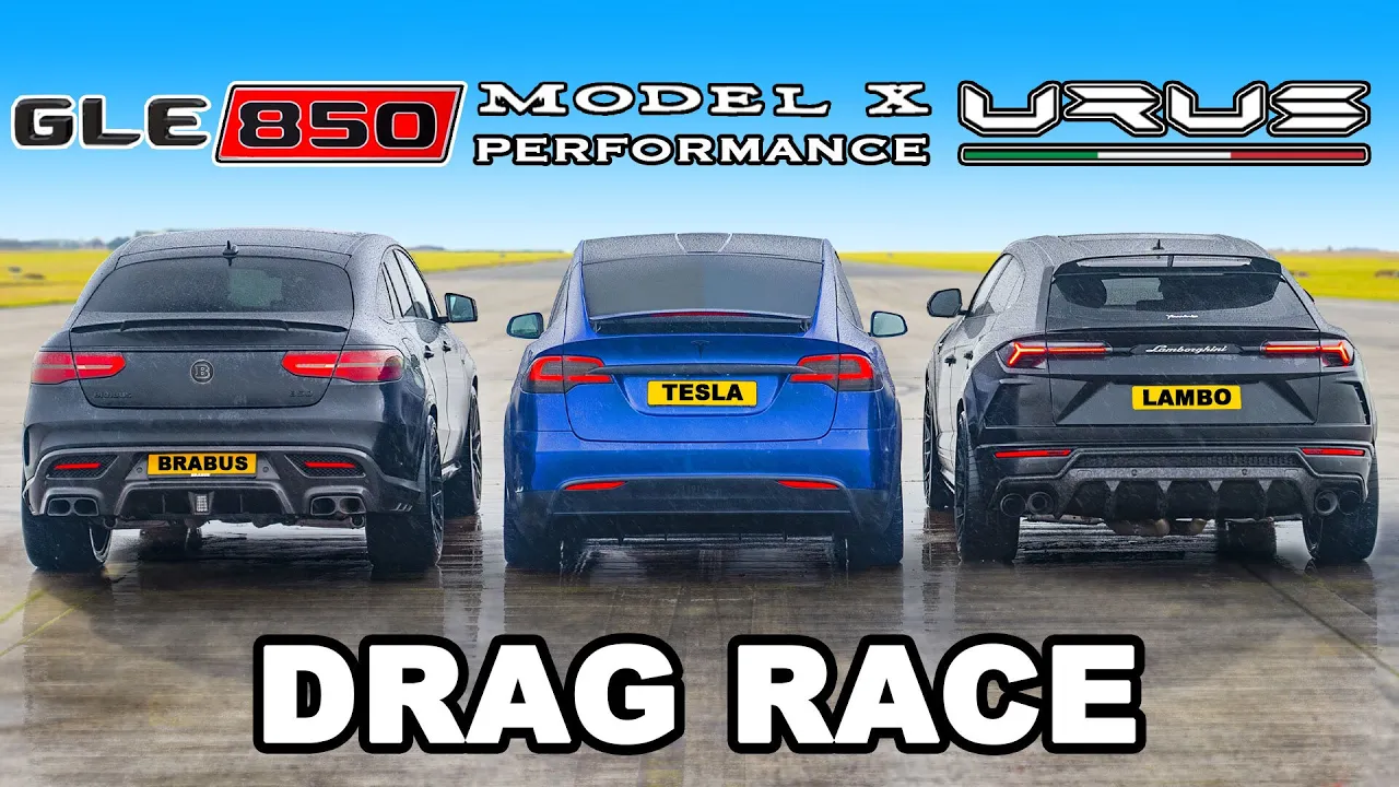 Lamborghini Urus v Brabus 850 v Model X Performance: DRAG RACE