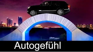 Range Rover L405 driving over bridge made of paper - Autogefühl
