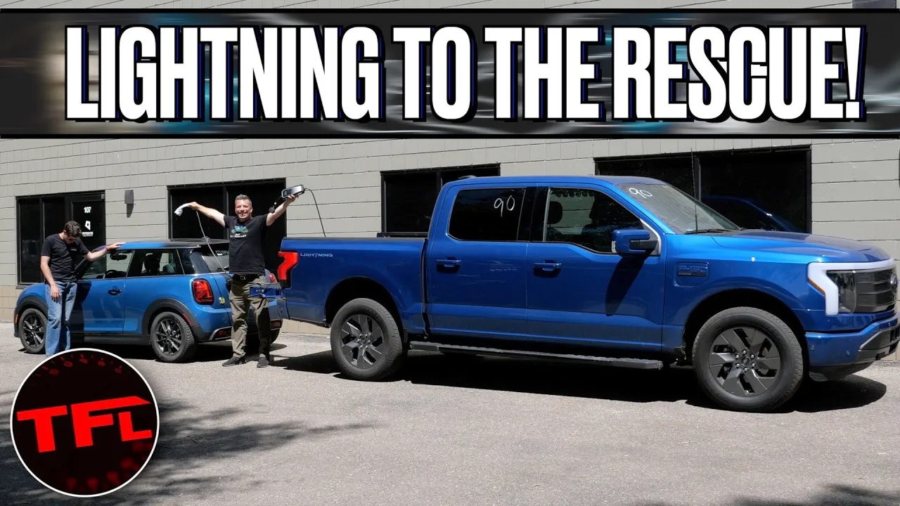 Rescued! Can The All Electric Ford F-150 Lightning Fully Charge Another EV!?