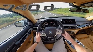 BMW 7 Series G11 740d ACCELERATION & TOP SPEED Interior POV Test Drive AUTOBAHN