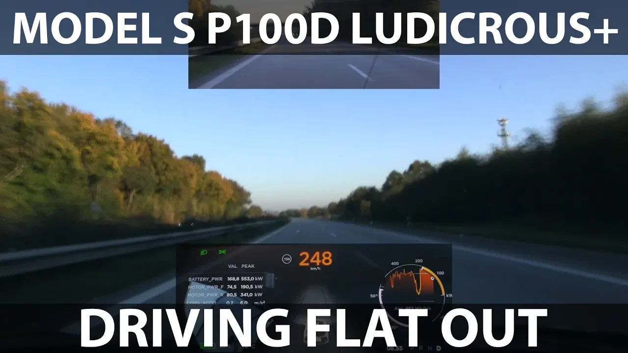 Model S P100DL driving flat out in Germany