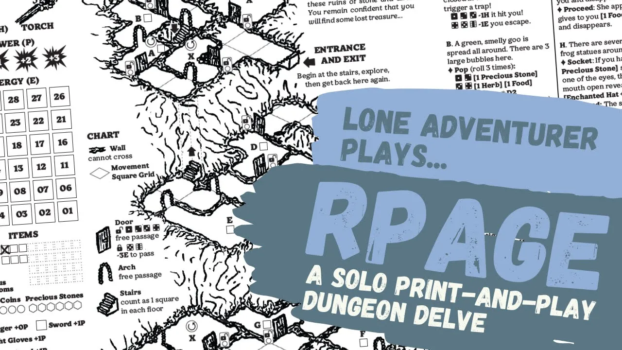 RPage | A print and play dungeon crawl game | Solo playthrough