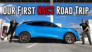 The FIRST Ford Mach-E road trip using Tesla Superchargers & NACS adapter!