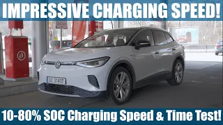 VW ID.4 77kWh (82kWh) 10-80% SOC Charging Speed & Time Test!