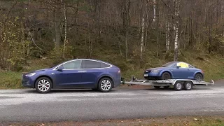 Model X consumption pulling Audi TT