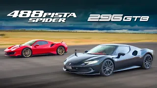 488 Pista vs 296 GTB Ferrari drag race!