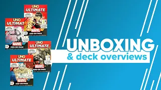 Marvel Uno Ultimate Shang Chi Mighty Thor Ghost Spider Rocket & Groot Add-on Unboxing Deck Overviews