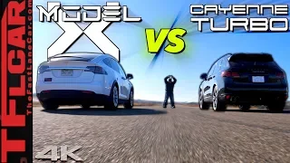 Can a Used Porsche Cayenne Turbo Beat a New Tesla Model X in a Drag Race? Adventure X Ep.10