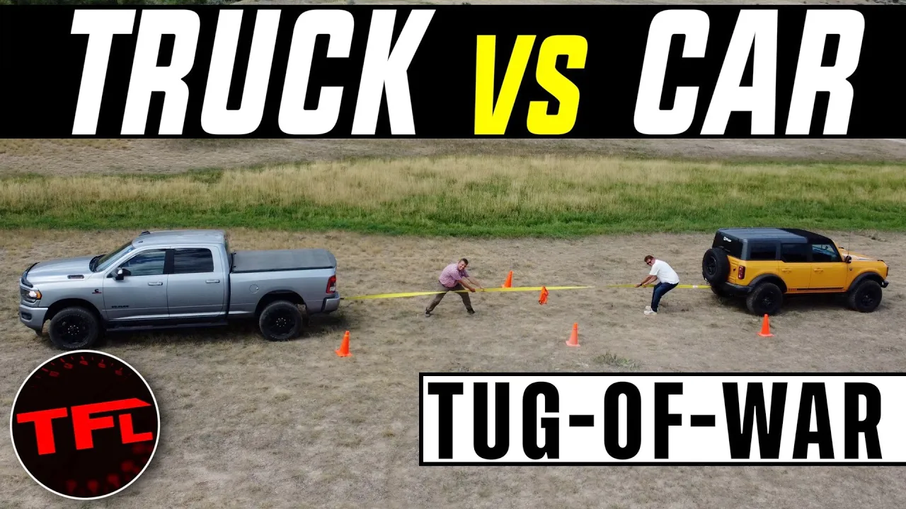 We Didn’t Expect To Tear Off The Bumper - Ford Bronco vs Diesel Ram 2500 Tire-Smoking Tug-of-War!
