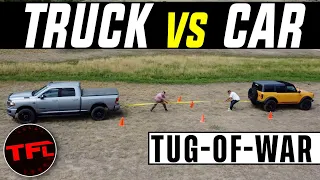 We Didn’t Expect To Tear Off The Bumper - Ford Bronco vs Diesel Ram 2500 Tire-Smoking Tug-of-War!