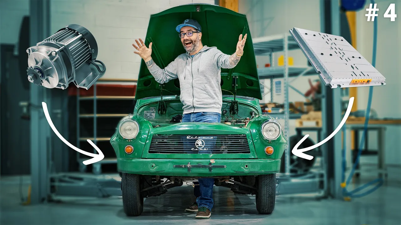 Voici les batteries et le moteur électrique qui vont aller dans notre vieille Skoda !