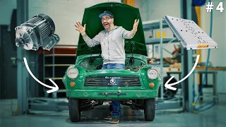 Voici les batteries et le moteur électrique qui vont aller dans notre vieille Skoda !