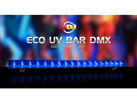 Product video thumbnail for ADJ American DJ Eco UV Bar DMX 18x3-Watt LED Black Light