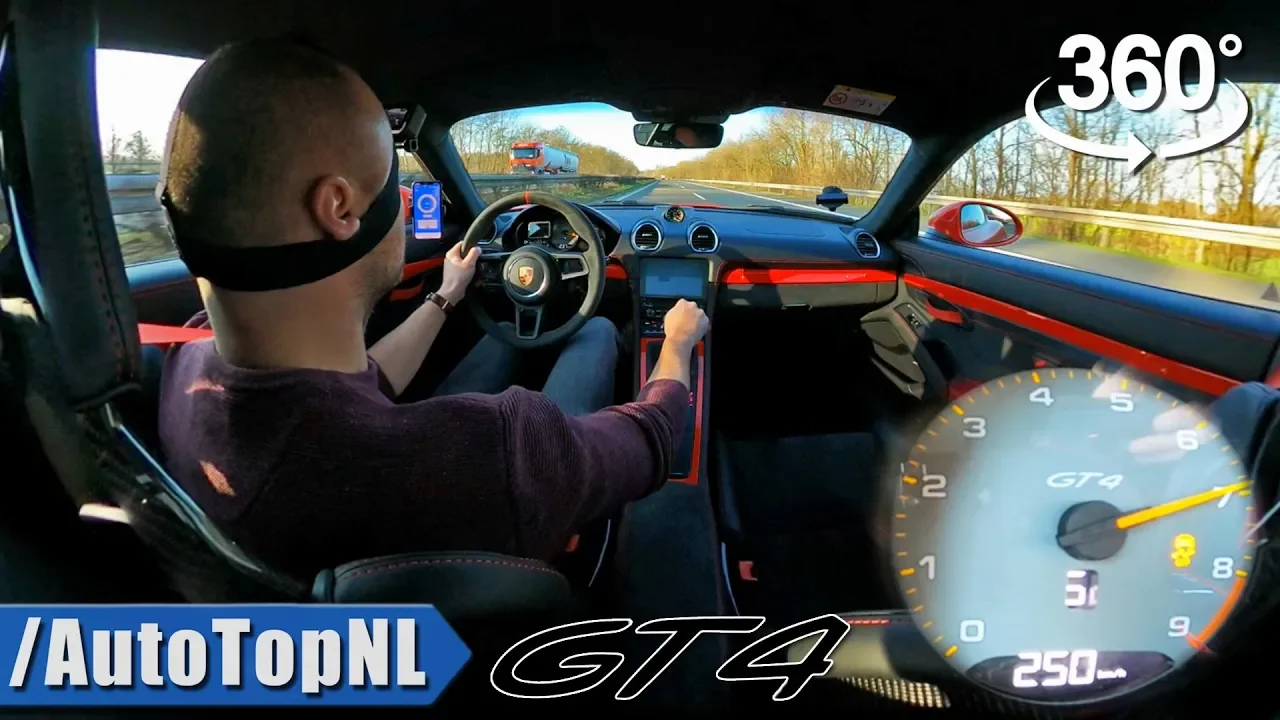 360° PORSCHE 718 GT4 on AUTOBAHN (NO SPEED LIMIT) by AutoTopNL