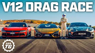 Ferrari 12C vs Lamborghini Revuelto vs Aston Martin Vanquish! | 4K