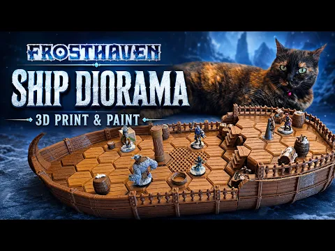 Frosthaven Ship Diorama | 3D Print and Painting with Lotus & Mildy Cat #frosthaven #painting