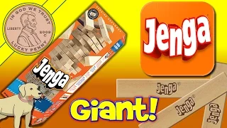 Jenga Giant Genuine Hardwood Edition Family Game Time! Butch Gets Crushed Under Giant Jenga Blocks