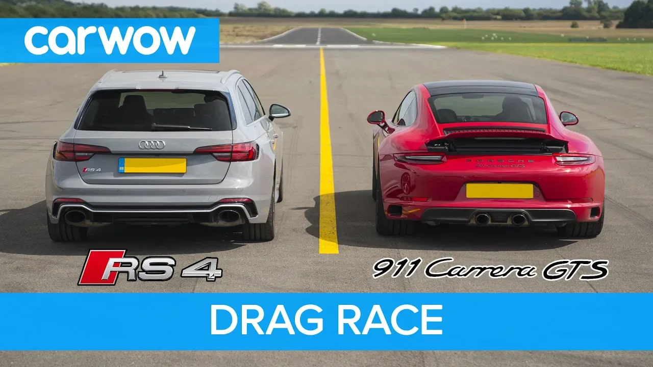 Porsche 911 GTS vs Audi RS4 - DRAG RACE, ROLLING RACE AND BRAKE TEST