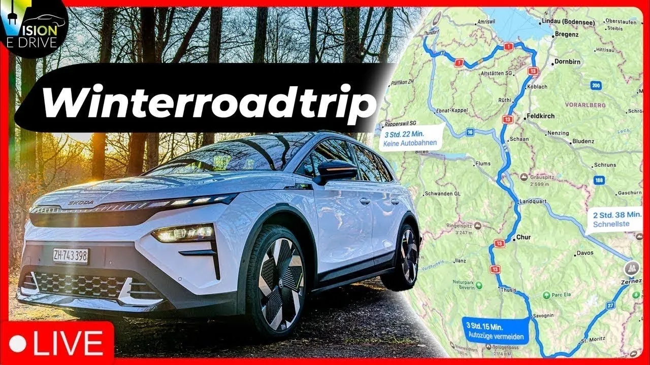350km Winterroadtrip inkl. 2200m Alpenpass - LIVE aus dem Škoda Elroq RS