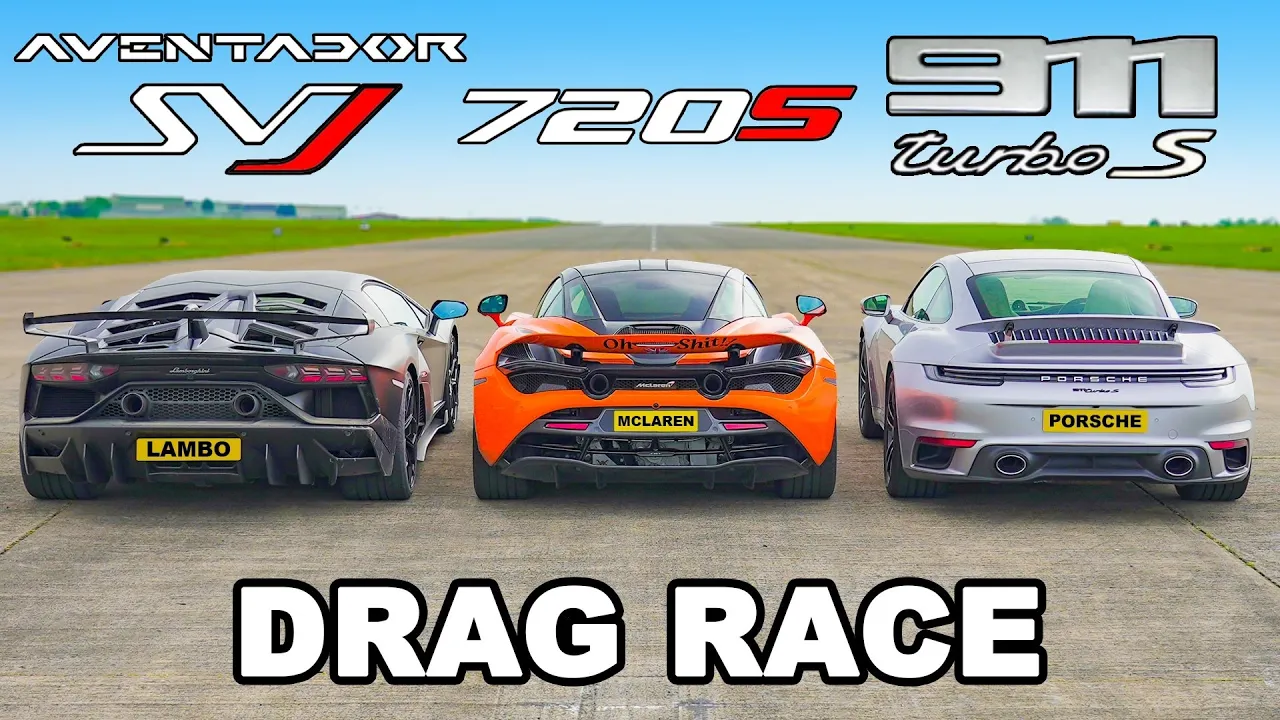 Lamborghini SVJ v McLaren 720 v 911 Turbo S: DRAG RACE