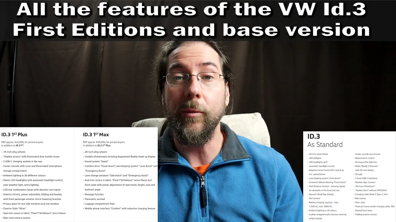 All the features of the VW Id.3 First Editions and the base version