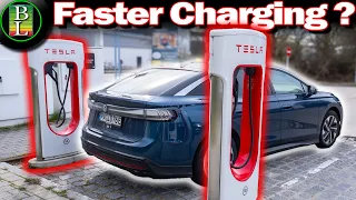 Charging a VW Id.7 at a Tesla Supercharger